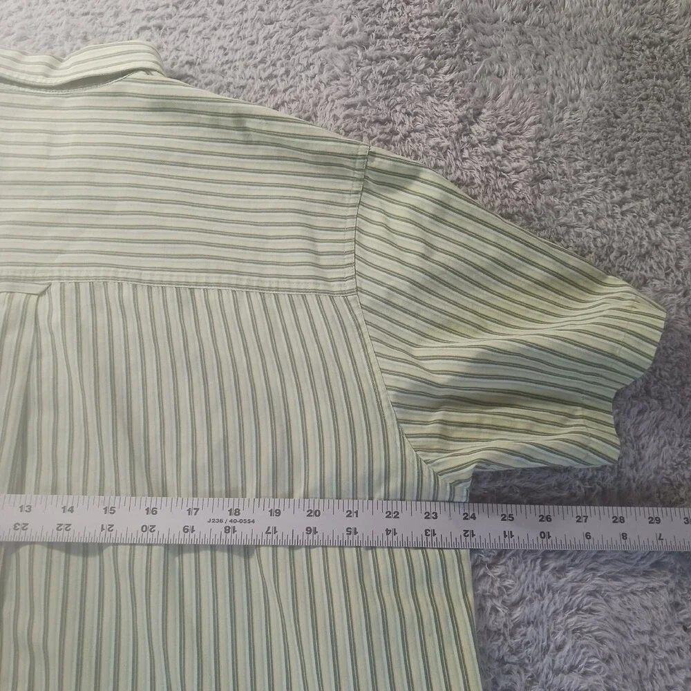 Chaps Easy Care Button Down‎ Striped Shirt Mens L Short Sleeve Classic Fit